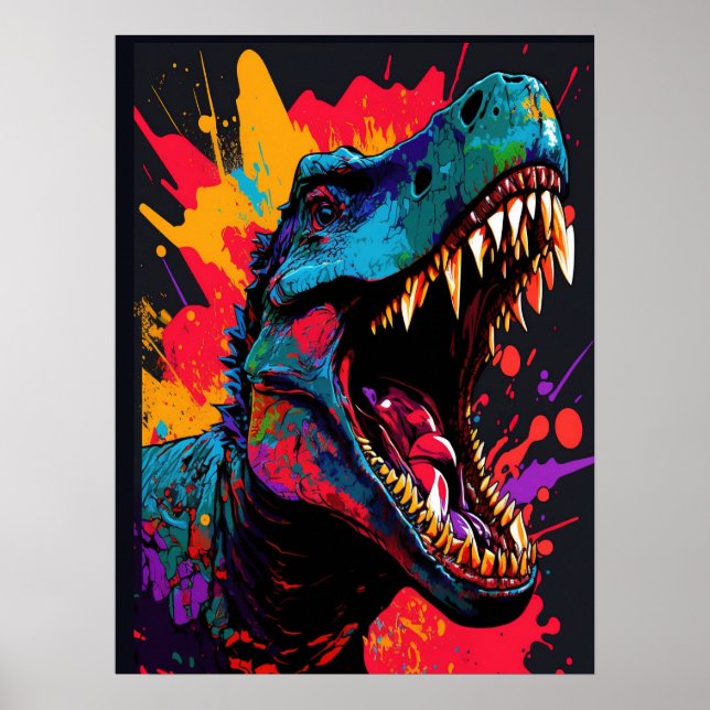 Póster Poster de niños de Dinosaur Blue T Rex (Frente)