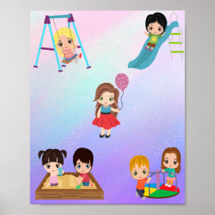 PÓSTER POSTER DE NIÑOS EN TIEMPO DE REPRODUCCIÓN