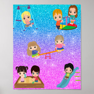 PÓSTER POSTER DE NIÑOS EN TIEMPO DE REPRODUCCIÓN