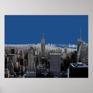 Póster Poster de Noche Blue Pop Art de Nueva York