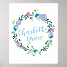 Poster de nombre de floral personalizada