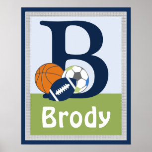 Póster Poster de nombre de pequeño jugador deportivo pers