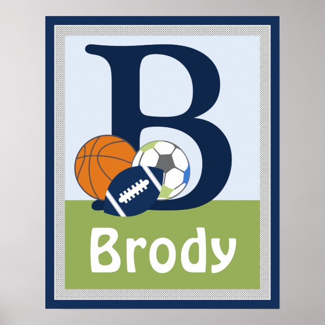 Póster Poster de nombre de pequeño jugador deportivo pers (Frente)