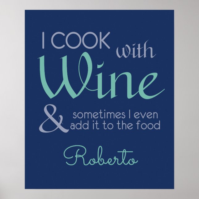 Póster Poster de nombre personalizado de cita de vinos (Frente)