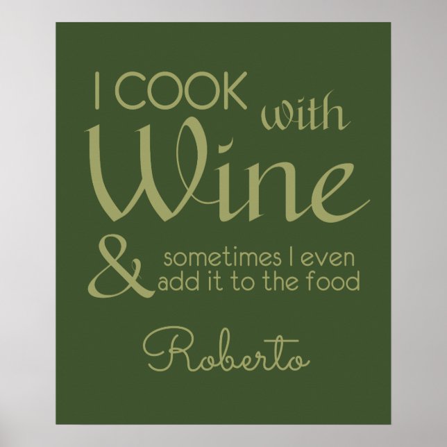 Póster Poster de nombre personalizado de cita de vinos (Frente)