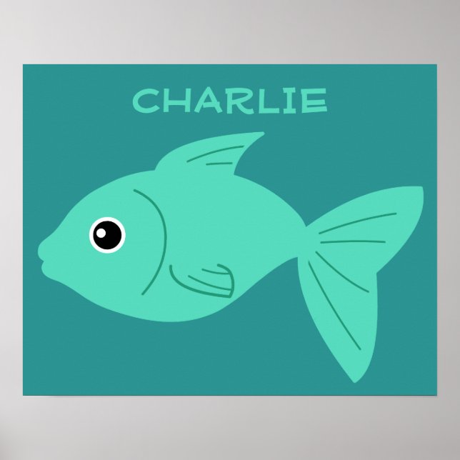 Póster Poster de nombre personalizado de pescado de corte (Frente)