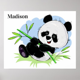 Póster Poster de nombres personalizados de Cute Panda