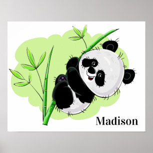 Póster Poster de nombres personalizados de Cute Panda