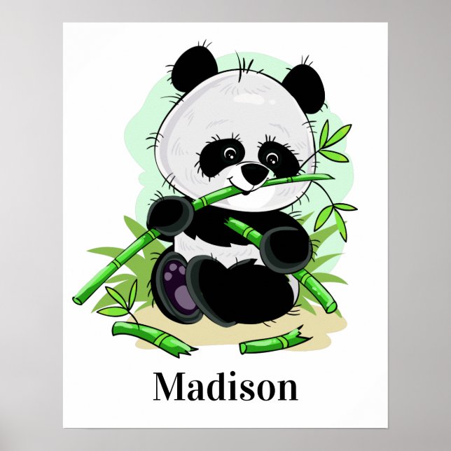 Póster Poster de nombres personalizados de Cute Panda (Frente)