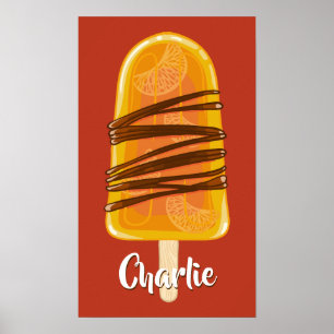 Póster poster de nombres personalizados de naranja Popsic