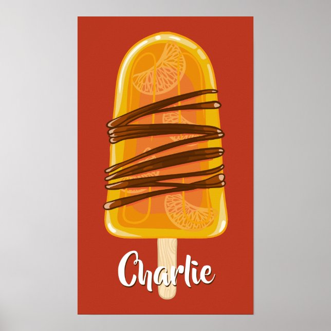 Póster poster de nombres personalizados de naranja Popsic (Frente)