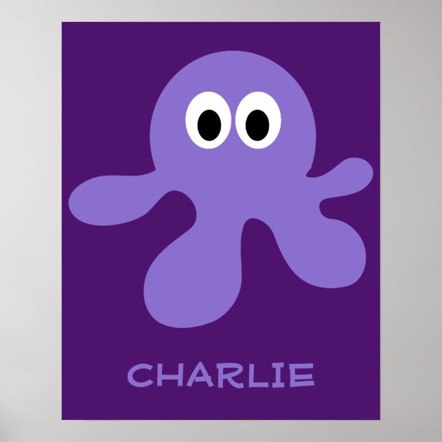 Póster Poster de nombres personalizados de Octopus divert (Frente)