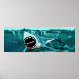 Póster Poster de nombres personalizados de Shark Scary