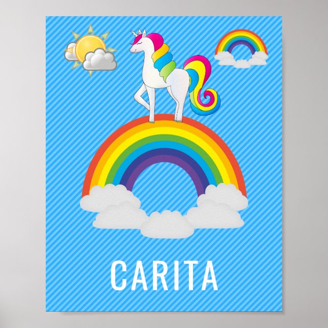 Póster Poster de nombres unicornio personalizado (Frente)