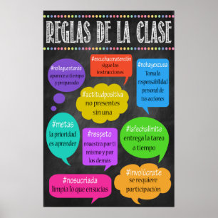 Póster ¡Poster de Normas Escolares ESPAÑOSAS! REGLAS DE L