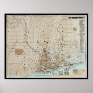 Póster Poster de Norristown Map PA Pennsylvania 1871