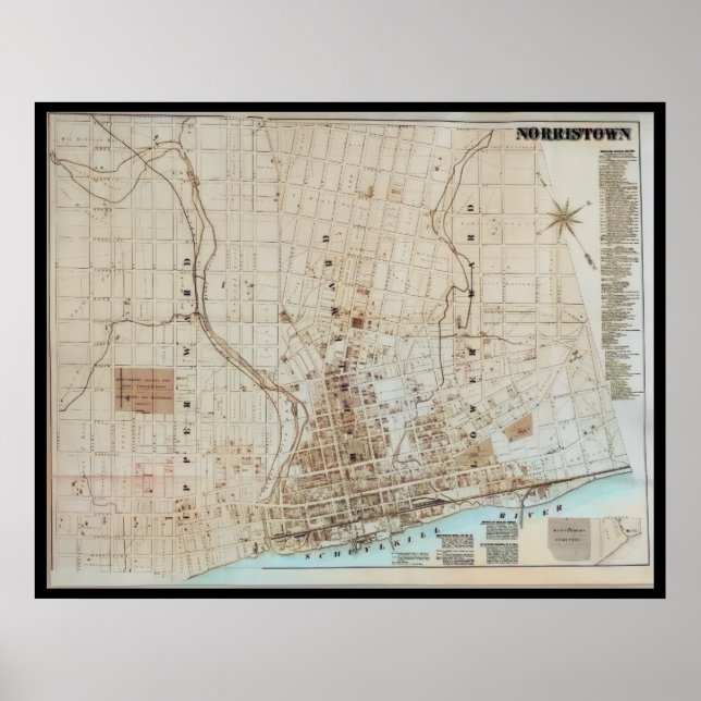Póster Poster de Norristown Map PA Pennsylvania 1871 (Frente)