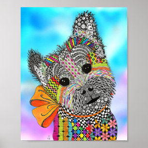 Póster Poster de Norwich Terrier lindo y colorido de 8" x