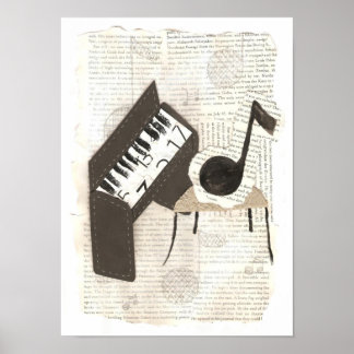 Póster Poster de notas musicales