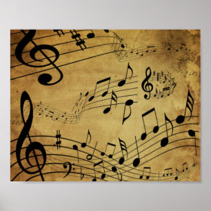 Póster Poster de notas musicales