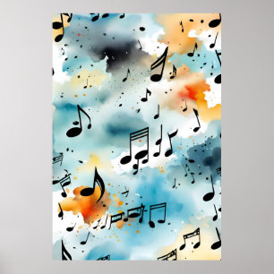 Póster POSTER de notas musicales de IA