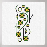 Poster de notas musicales de la bandera de Jamaica