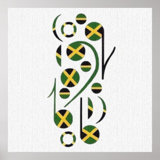 Póster Poster de notas musicales de la bandera de Jamaica