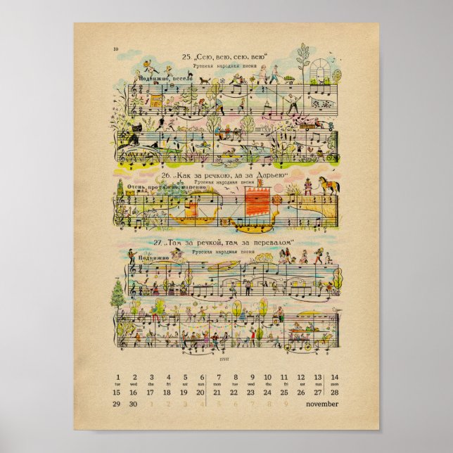 Póster Poster de Noviembre Happy Notes Calendar 2022 (Frente)