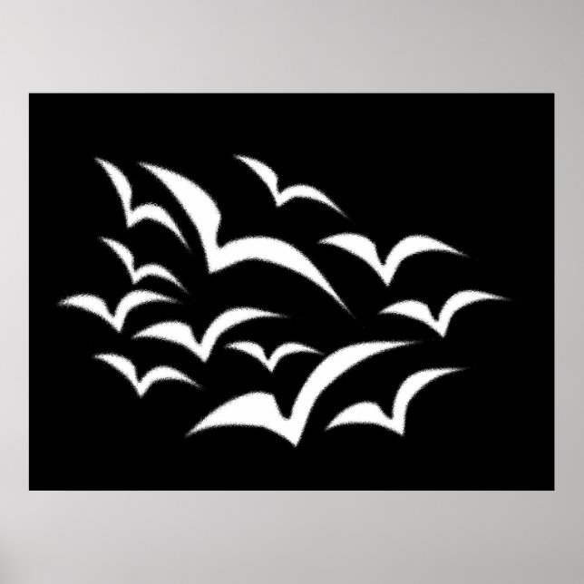 Póster Poster de nube de murciélagos blancos (Frente)