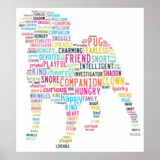 Póster Poster de nube de pug