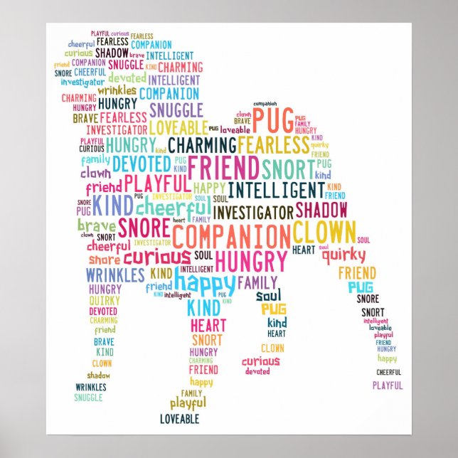 Póster Poster de nube de pug (Frente)