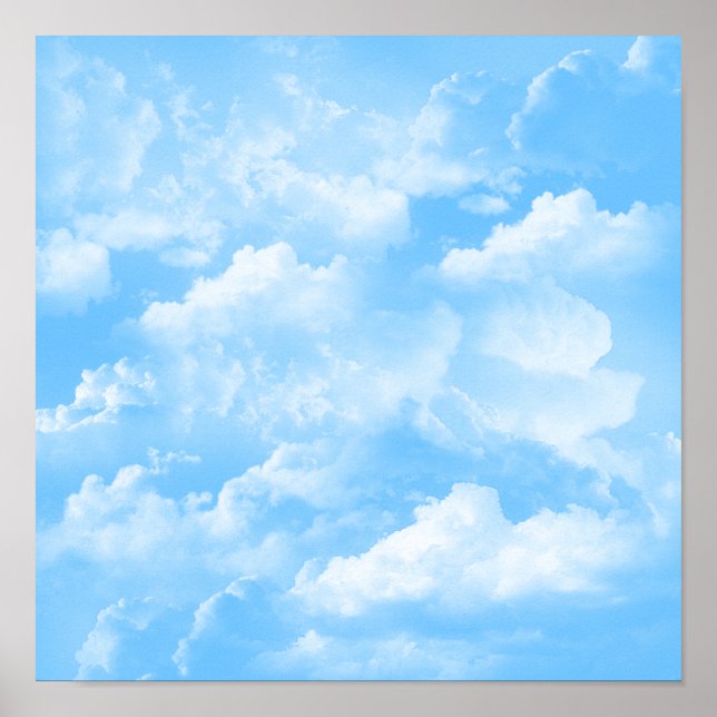 Póster Poster de nubes blancas del cielo azul (Frente)