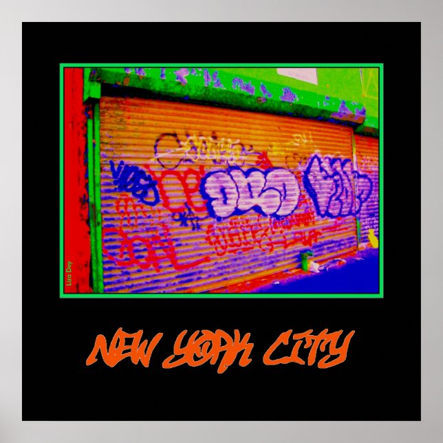 Póster poster de Nueva York "Gates eléctricos de graffiti (Frente)