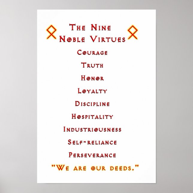 Póster Poster de nueve nobles virtudes (Frente)