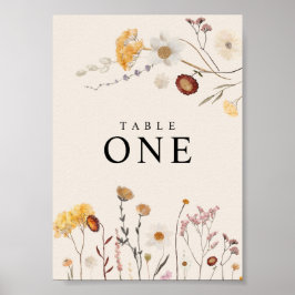 Póster Poster de números de tabla de flores silvestres