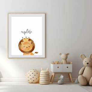 Póster Poster de Nursery de exploración de leones para be