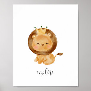 Póster Poster de Nursery de exploración de leones para be