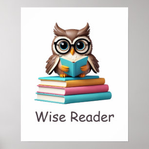 Póster Poster de Nursery de Owl Woodland Reader