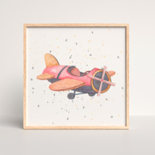 Póster Poster de Nursery Niño Niño de avión con pintura m