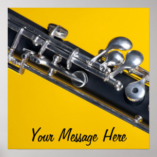 Póster Poster de Oboe en fondo amarillo
