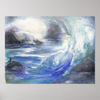 Póster Poster de olas altas oceánicas