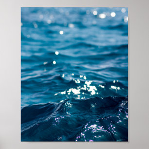 Póster Poster de oleada oceánica azul