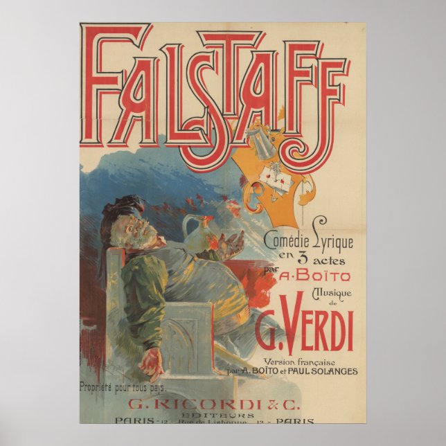 Póster Poster de ópera de Falstaff (París première 1894) (Frente)