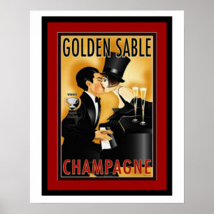 Póster Poster de oro del anuncio de Champán del Sable del