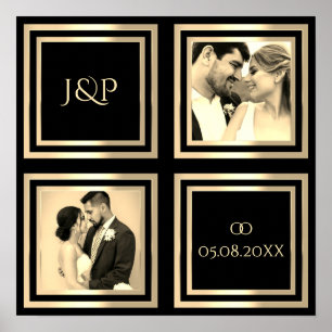 Póster Poster de oro negro de la memoria de la foto del d