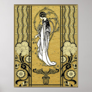 Póster Poster de Oro y Art Nouveau Negro.