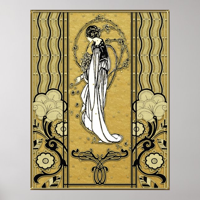 Póster Poster de Oro y Art Nouveau Negro. (Frente)