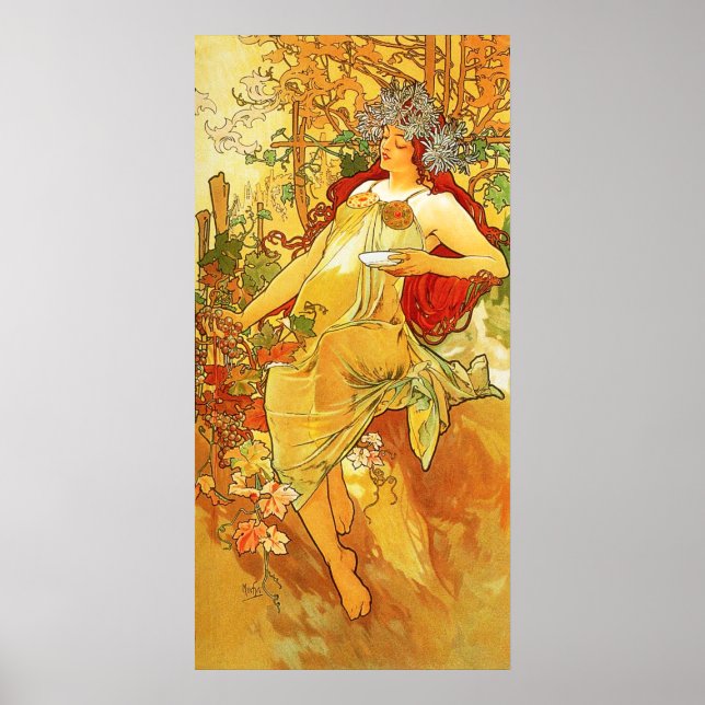 Póster Poster de otoño de Alphonse Mucha (Frente)
