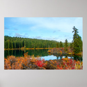 Póster Poster de otoño del lago Oregon transparente
