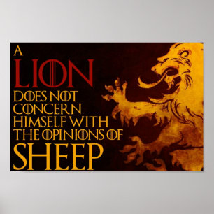 Póster Poster de ovejas león (12" x 8")